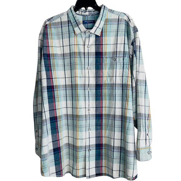 Tommy Bahama 4XLB Blue Plaid Long Sleeve Shirt Tortola Sunwash Check NWT - Picture 1 of 12